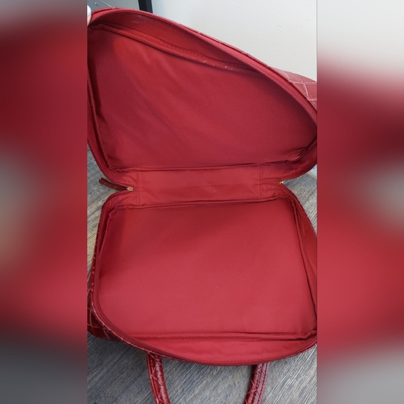VTG Estee Lauder Red Leather Bag - Picture 4 of 7